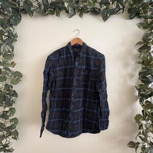 Outpost Makers Front Button Long Sleeve Shirt Plaid Blue Men’s Size L